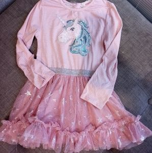 Btween Girls Unicorn Pink Tull Dress Sz 6